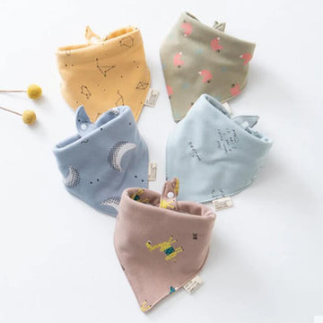 New 5 Pieces/Lot Baby Bibs Cotton Triangle Cartoon Infant Lunch Feeding Bandana Bib Saliva Towel Burp Cloths Newborn Items